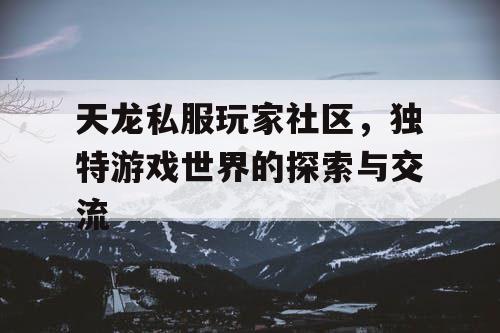 天龙私服玩家社区，独特游戏世界的探索与交流