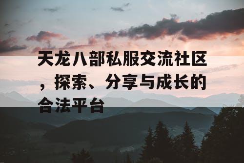 天龙八部私服交流社区，探索、分享与成长的合法平台