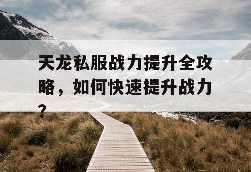 天龙私服战力提升全攻略，如何快速提升战力？