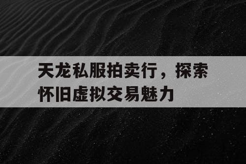 天龙私服拍卖行，探索怀旧虚拟交易魅力